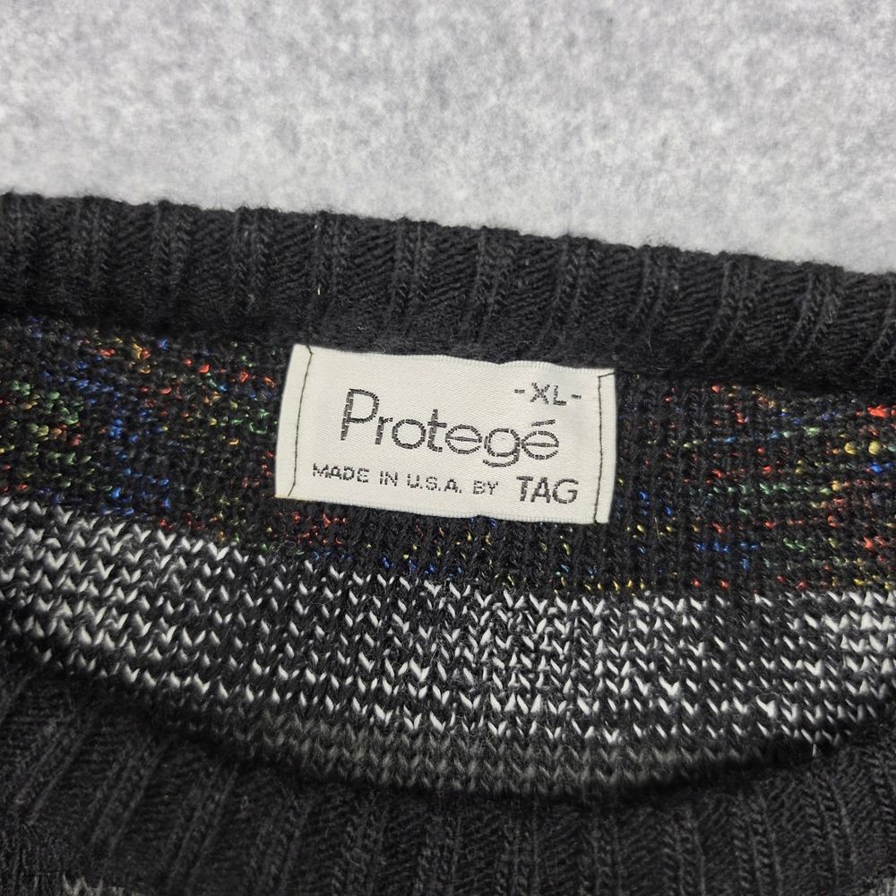Vintage Protege by TAG Men XL Crewneck Sweater Black White Grey Geometric USA